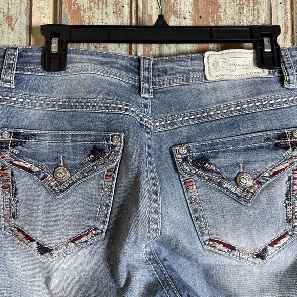 Shyanne Anne Jeans Womens 32 Short Boot Blue Light Pockets Embroidery Rhinestone - Picture 2 of 10